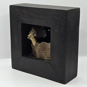 Contemporary Expressionist Metal Bust Sculpture in Shadow Box Signed OZ 001 - Picture 1 of 24