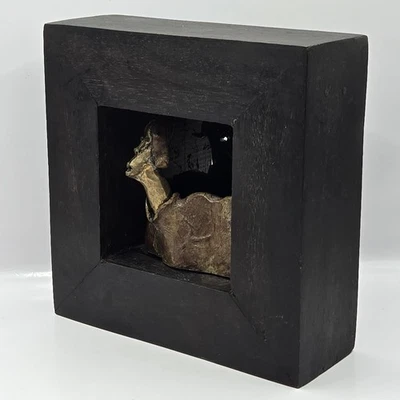 Contemporary Expressionist Metal Bust Sculpture in Shadow Box Signed OZ 001  - Image 1 of 4