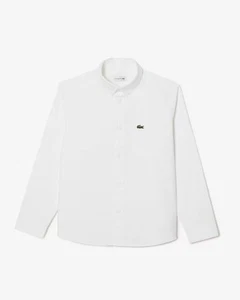 Camisa Lacoste Niños Oxford Bolsillo en el Pecho en Blanco Talla 12A | CJ5296-00 - Imagen 1 de 11