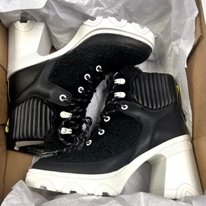 Sorel Brex Waterproof Platform Boots Black Shearling Winter Rain Booties New - Picture 1 of 14