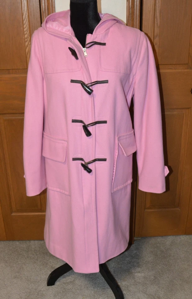 Abrigo de lona de lana para mujer de colección L ISAAC MIZRAHI botones de palanca casi nuevo con capucha Foto 1 de 4