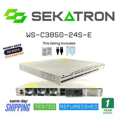 ♻️ Cisco Catalyst WS-C3850-24S-E 24-Port Gigabit Ethernet SFP Switch ⚡Fast Ship - Image 1 of 2