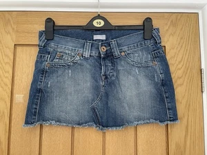 Topshop Denim Mini Skirt Size 10 Tall Frayed / Raw hem - Picture 1 of 3