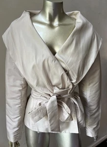 Taffeta Wrap Belted Calvin Klein Formal Wedding Party Top Beige Blouse Sz 10 - Picture 1 of 4