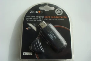 Zeikos ZE-SDR5 USB 2.0 SD/SDHC/MMC Card Reader/Writer Zeikos Blk New NIP - Picture 1 of 4