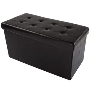 Storage Ottoman - 30-Inch Folding Faux Leather Footrest, Linen Chest, or Benc... - Picture 1 of 4
