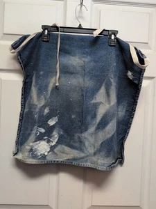 Vintage Apron Haller Delphi Automotive Denim Distressed Paint Hole Faded - Picture 1 of 8