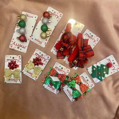 scünci  Brand Festive Merri Hair Clips 9 Pack NWT Red and Green Christmas - Image 1 of 4