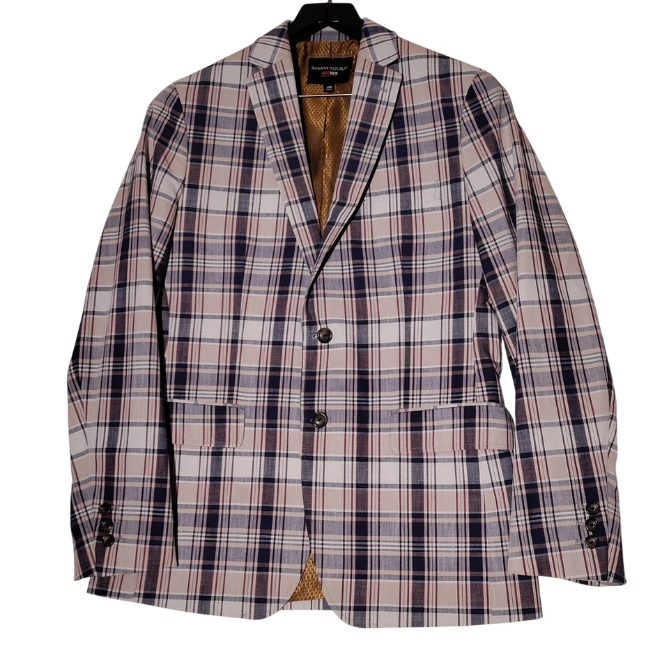 Chaqueta Blazer a Cuadros Colección Banana Republic Mad Hombres 38R Mezcla de Algodón Foto 1 de 4