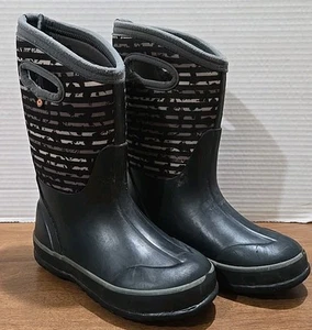 Bogs Boots Kids 13 Black Classic STRPE Waterproof Winter Muck Snow - Picture 1 of 6
