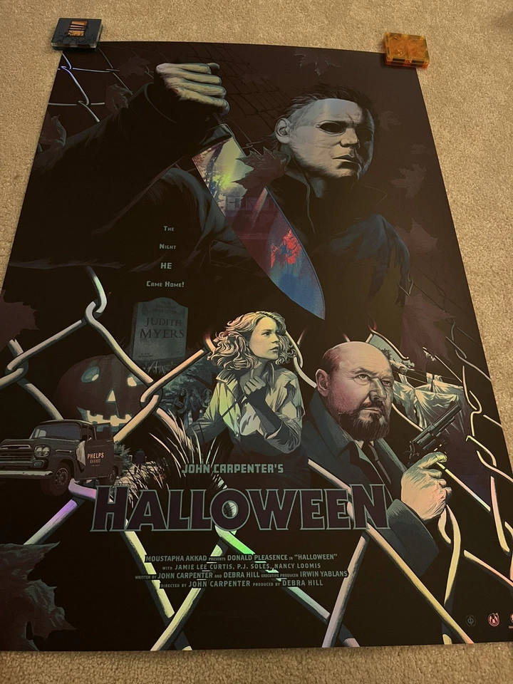 Kevin Tong Halloween LE #/50 pôster filme arte serigrafia.  Rainbow Foil Mondo - Imagem 1 de 4