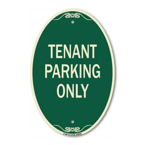 Reserved Parking Sign Tenant Parking Only 12" x 18" Green Aluminum Oval Sign - Picture 1 of 4