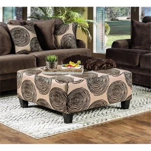 Furniture of America Sheryl Microfiber Upholstered Ottoman in Brown - Picture 1 of 5