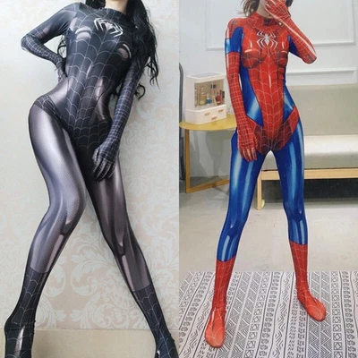 Spider-Women Cosplay Costume Spiderman Bodysuit Tight Zentai Outfit Halloween - Image 1 of 4