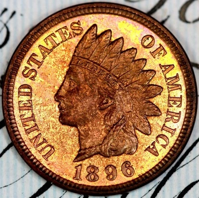 1896 PRÍSTINO++ CABEZA INDIA A PRUEBA DE GEMAS CENTAVO DC268 DE MATTHEWS HOARD Foto 1 de 3