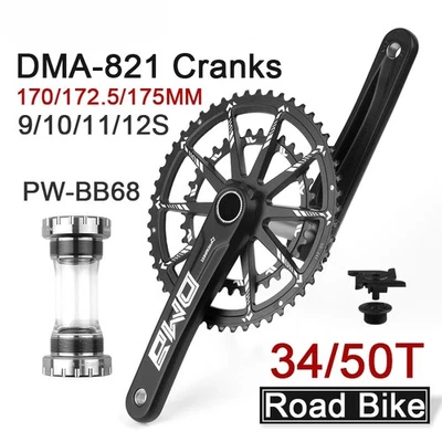 Juego de bielas de bicicleta de carretera 34/50T con piñones dobles BB 170 172,5 175 mm brazos de biela Foto 1 de 4