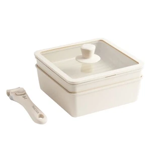 [TRUECOOK UFFICIALE] Set 5 Pentole e Pentole Quadrate Antiaderenti Induzione Eco Ceramica Beige - Foto 1 di 9