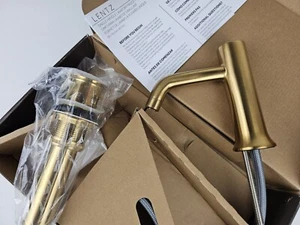 Signature Hardware Lentz Single Hole Bathroom Faucet Brushed Gold 466422 *READ** - Picture 1 of 10