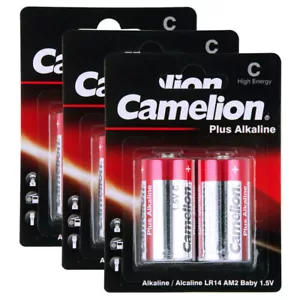 3x 2pc Camelion Alkaline C LR14 AM2 1.5V Battery Cylindrical Power Batteries - Picture 1 of 3