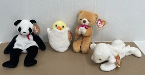 Ty Beanie Baby Misc Lot of 4 With Tags Protectors Eggbert, Fortune, Hope, Fleece - Picture 1 of 15