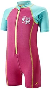 Speedo Kinder Seasquad Warm Tot Swimsuit, Vegas Pink / Bali Blue - Picture 1 of 2
