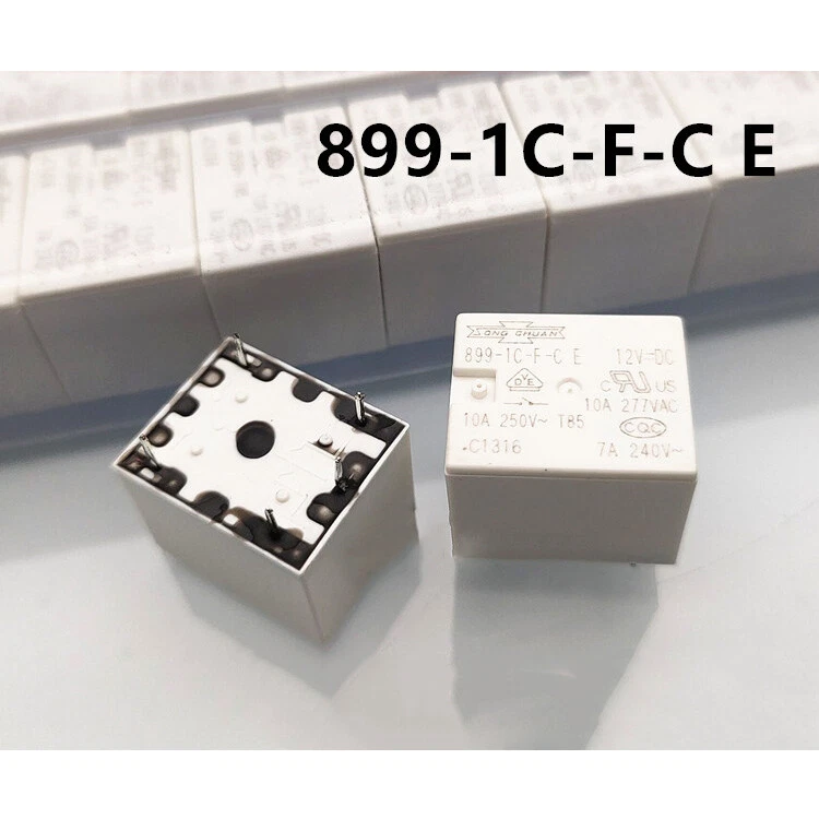 1Pc SONG CHUAN 899-1C-F-C E 12VDC Power Relay 5Pins 10A 277VAC - Image 1 of 1