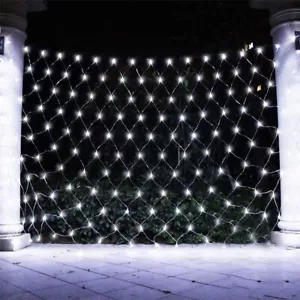 White Mesh Net Christmas Outdoor Garden Lamp Solar Powered LED String Lights US - Picture 1 of 16