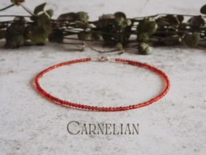 AA+ Grade Carnelian Crystal Beads Dainty Anklet for Women Healing Jewelry Gifts - Picture 1 of 2