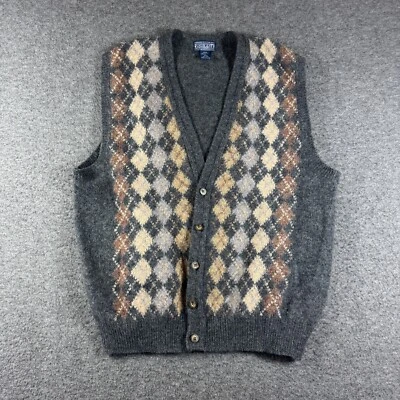 Vintage Lands End Shetland Wool Argyle Vest Gray XL Extra Large Dark Academia - Image 1 of 4