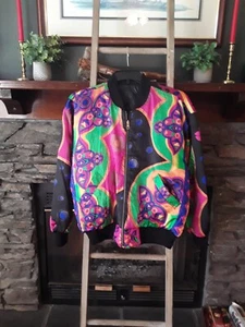 Mulberry Street Reversible Black Quilted Nylon Jacket Pockets Full Zip M - Picture 1 of 8