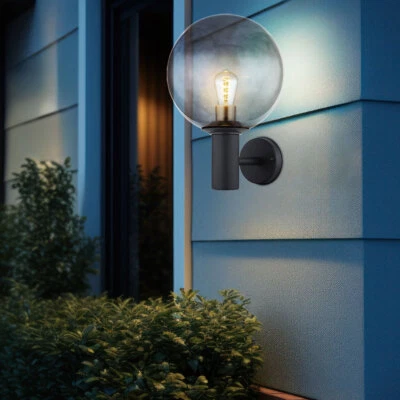 Wandleuchte Außenlampe Gartenlampe Glaskugel Fassadenlampe wetterfest 1 flammig - Bild 1 von 4
