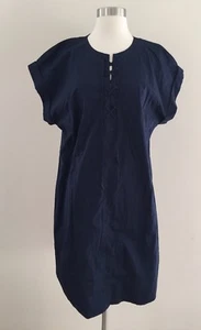 NUEVO Jcrew Alta Con cordones Algodón Camisa Vestido AZUL MARINO G6001 VERANO TXL - Imagen 1 de 1