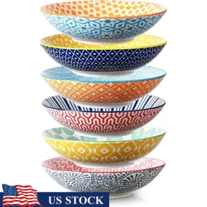 Porcelain Soup Salad Bowls Set of 6 Microwave Oven Safe Kitchen Dining Serve New - Picture 1 of 7