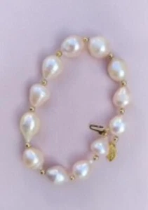 New Beautiful Light Pink 10x12mm South Sea Pearl Bracelets 7.5-8" 14k Gold P - Picture 1 of 5