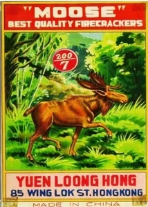 Vintage Moose Color Firecrackers Label MAGNET Refrigerator metal laminated - Picture 1 of 4