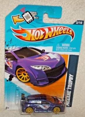 Hot Wheels 2012 All Stars Series Megane Trophy purple, excellent card, - Image 1 of 2