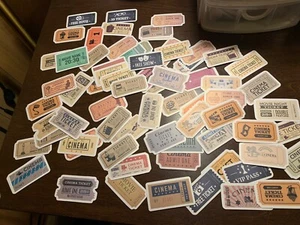 10 Random Retro Cinema/movie Ticket Stickers For Scrapbooking And Crafts - Picture 1 of 1