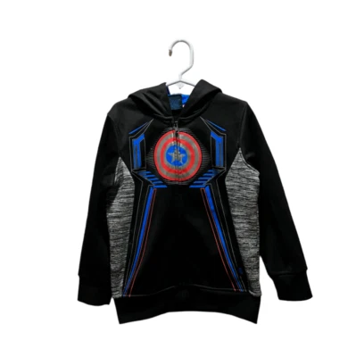 Marvel Hero Elite Boys Hoodie Size 6 Black Captain America Full Zip Long Sleeve - Image 1 of 4