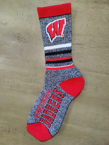 Wisconsin Badgers 5 Star Marble Crew Length NCAA Team Socks Large Cover