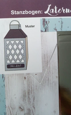 1 Stanzbogen + LATERNE +++ Design 3 + SILBER/ HOLZOPTIK +Ideen mit Herz + DIN A4 - Bild 1 von 4