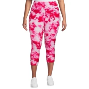 Women’s Terra & Sky Pink Tie Dye Print Capri Leggings Size 0X (14W) NEW - Picture 1 of 5