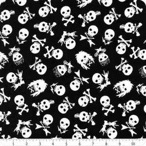 Fat Quarter Pour Some Sugar On Me Sabbath Skull Crossbones 100% Cotton Fabric - Picture 1 of 1