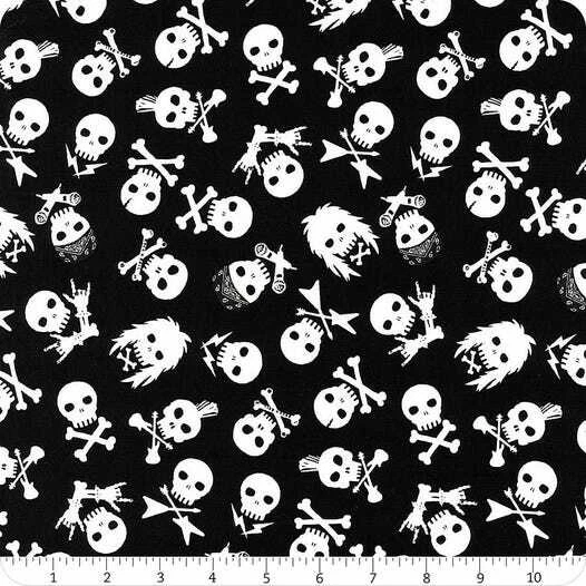 Fat Quarter Pour Some Sugar On Me Sabbath Skull Crossbones 100% Cotton Fabric - Image 1 of 1
