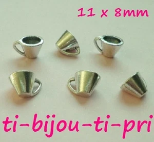 Lot of 12 silver pendants beads charms 11x8mm CUP tea fimo jewelry - Picture 1 of 1