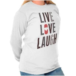Live Love Laugh Inspirational Positive Vibes Long Sleeve T Shirt Tees For Women - Picture 1 of 2