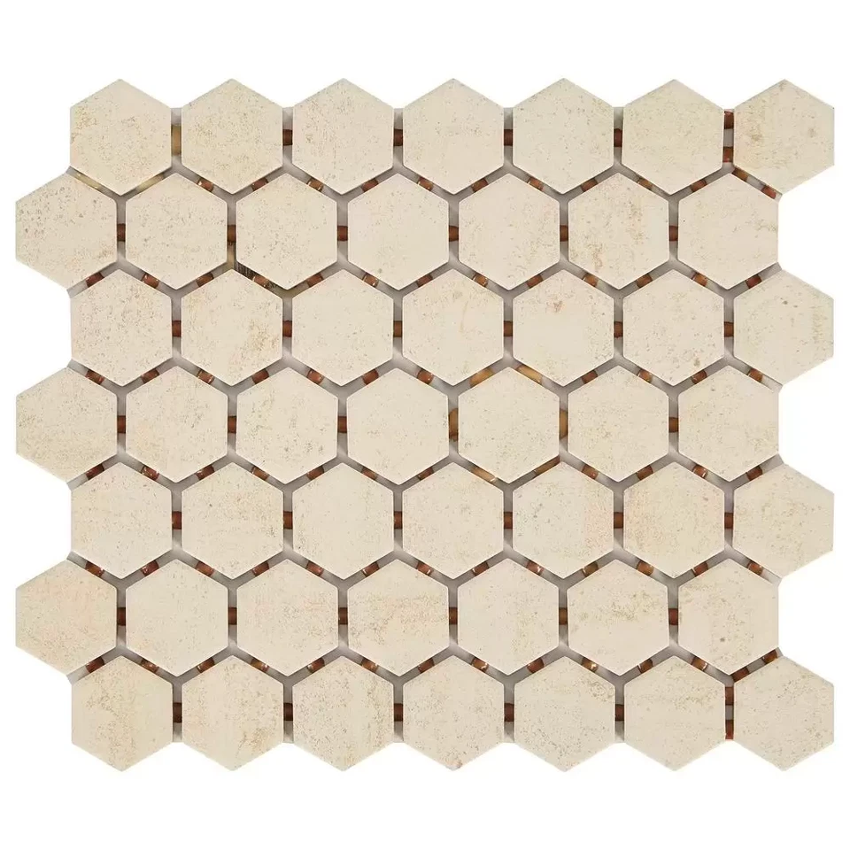 Daltile LuxeCraft Hexagon Glazed Ceramic Mosaic Tile 6.35 mm 10" x 12" 6-Piece - Image 1 of 4