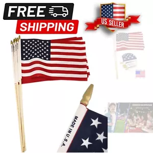 24pc American Stick Flags - 12x18 Inch for July 4th & Memorial Day Celebrations - Picture 1 of 10
