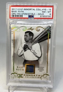 BABE RUTH LEAF #2/10 IMMORTAL COLL GOLD NY STDM SEAT 2017 POP 1 PSA 8 HOF - Imagen 1 de 10