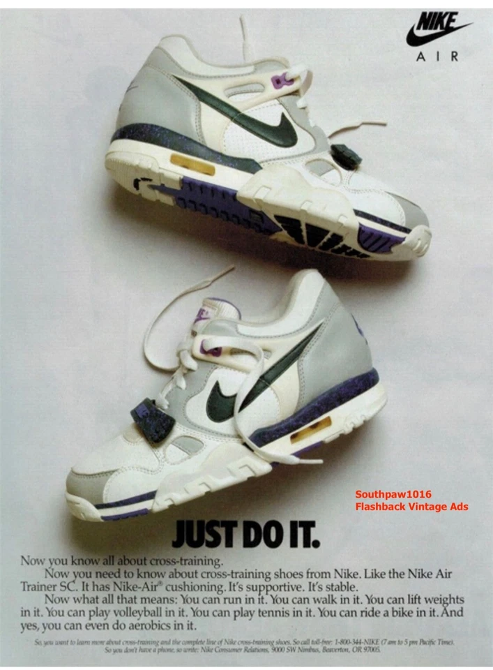 Classic 1990 Nike "Air Trainer SC" "Just Do It"  Reproduction Shoe Ad Print. - Image 1 of 1