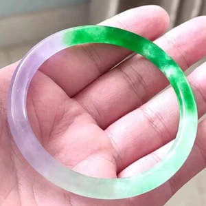 Certified Lavender Green 60mm Natural Burma A Jade jadeite Bangle Bracelet - Picture 1 of 6